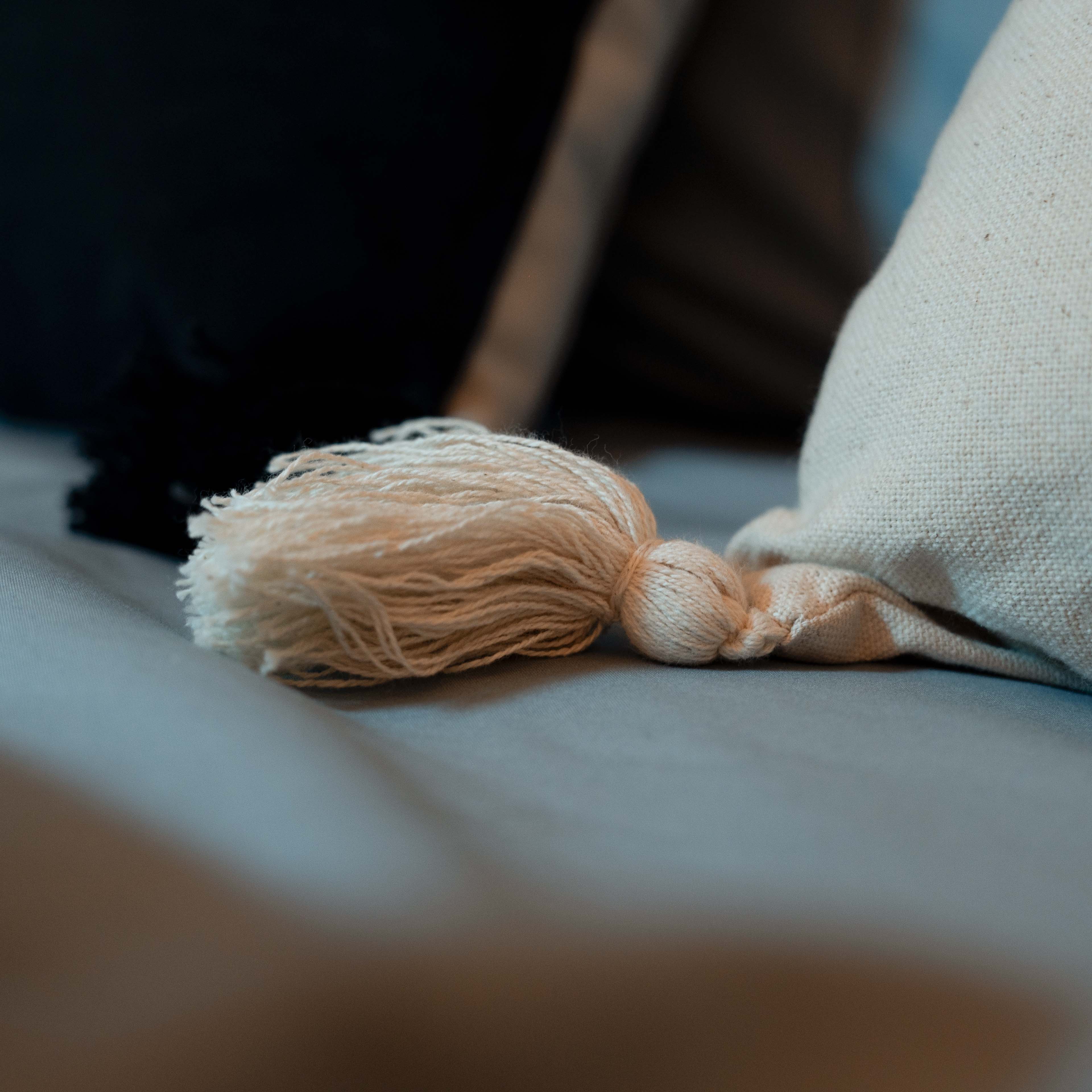Coussin Comporta 100% coton beige - 40x40cm - Image 4
