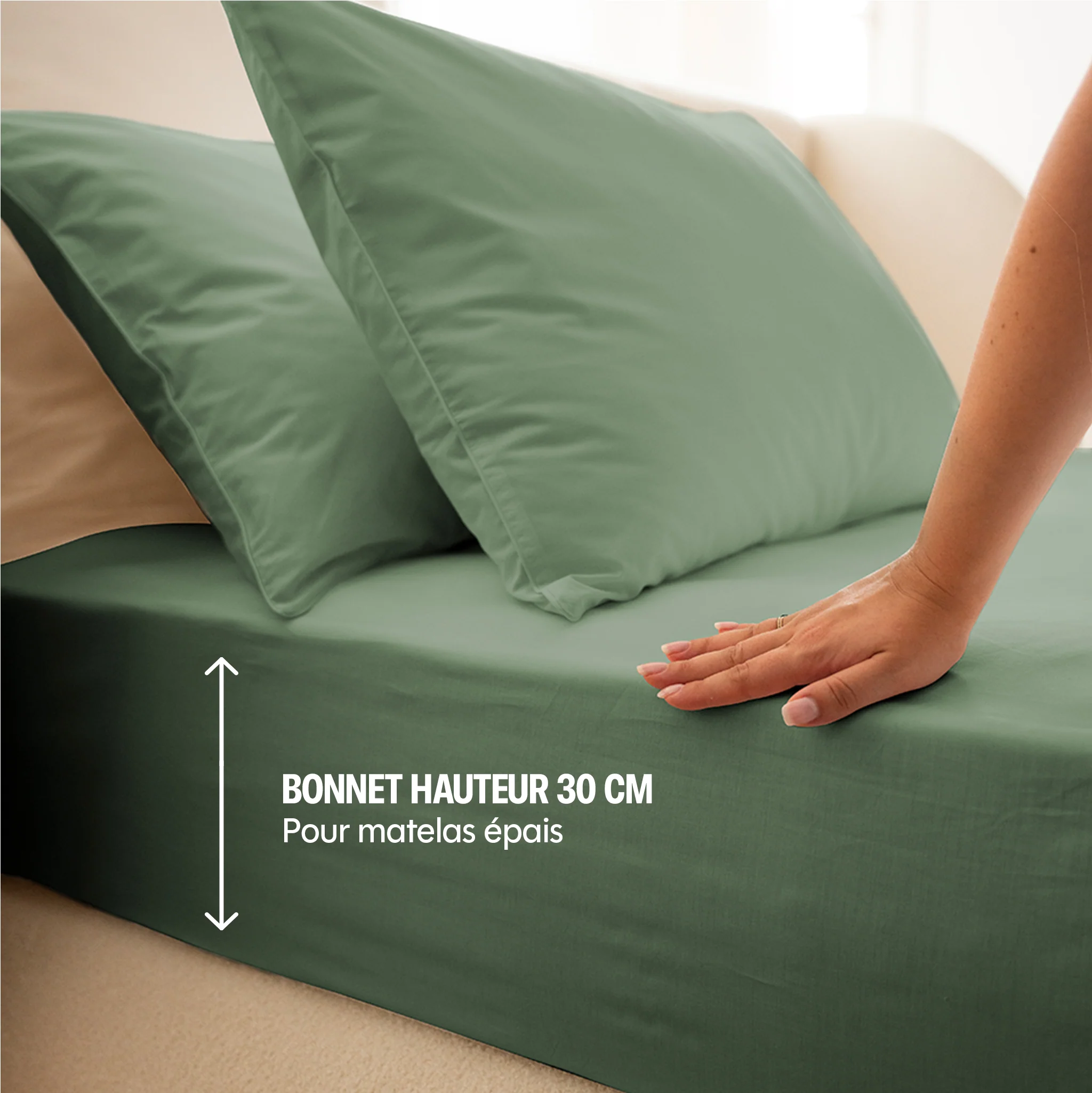 Parure de lit percale de coton - Vert - Image 3
