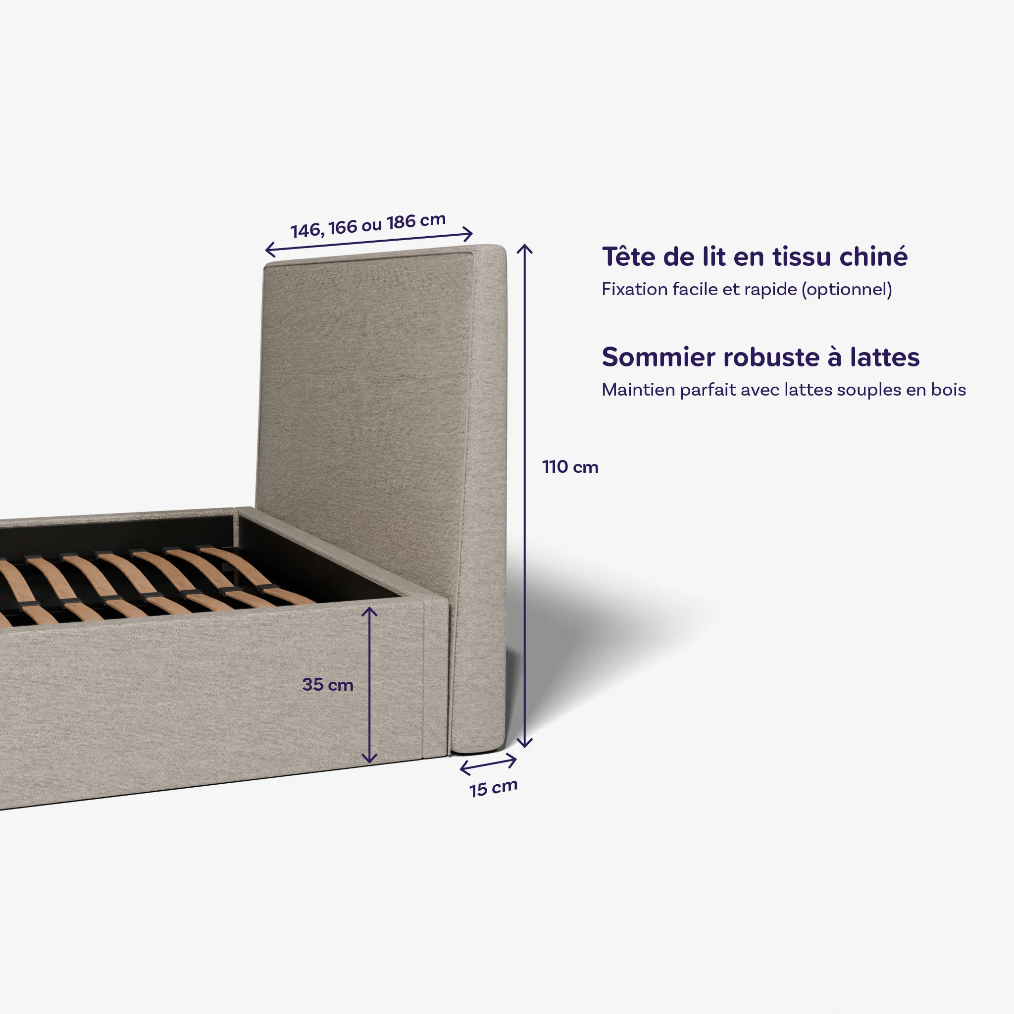 Ensemble lit coffre et matelas à mémoire de forme Victoria - 30cm - Image 15