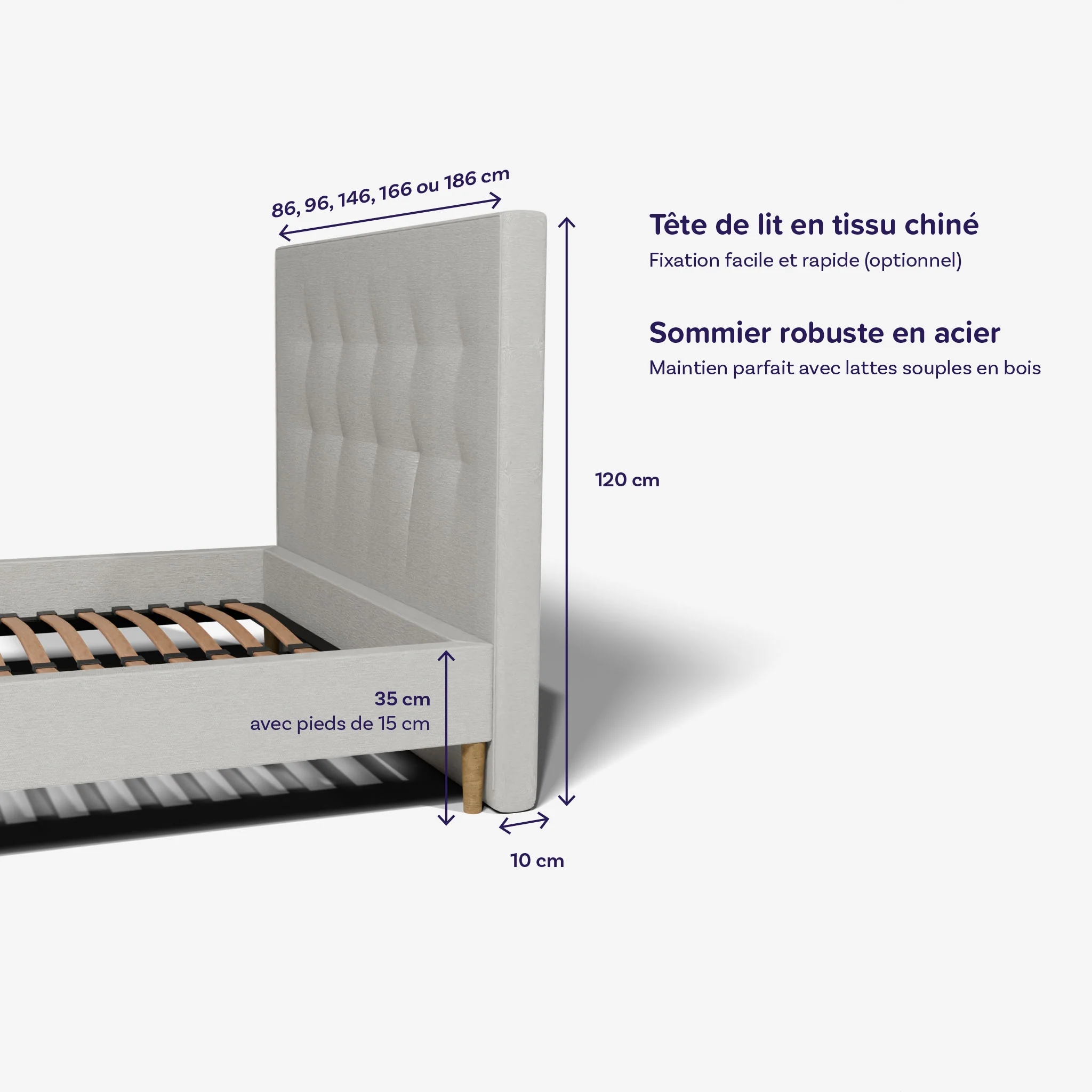 Ensemble lit et matelas à mémoire de forme Jade - 26cm - Image 5