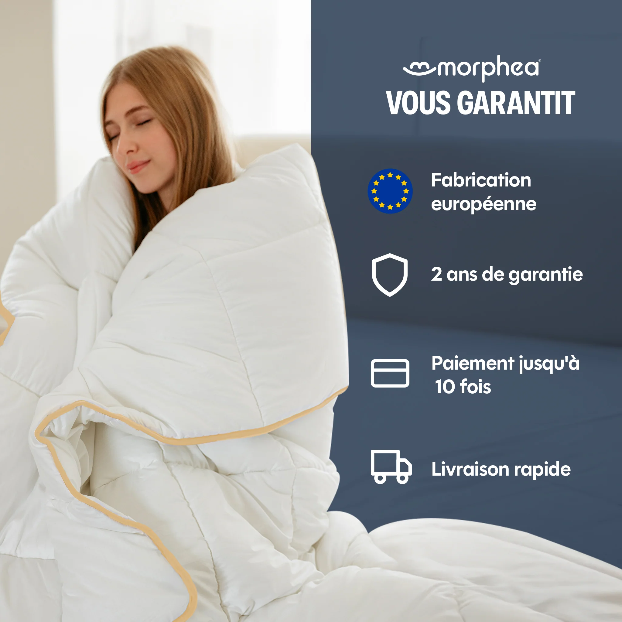 Couette Hiver - Fibres creuses siliconnées, enveloppe coton - Image 10
