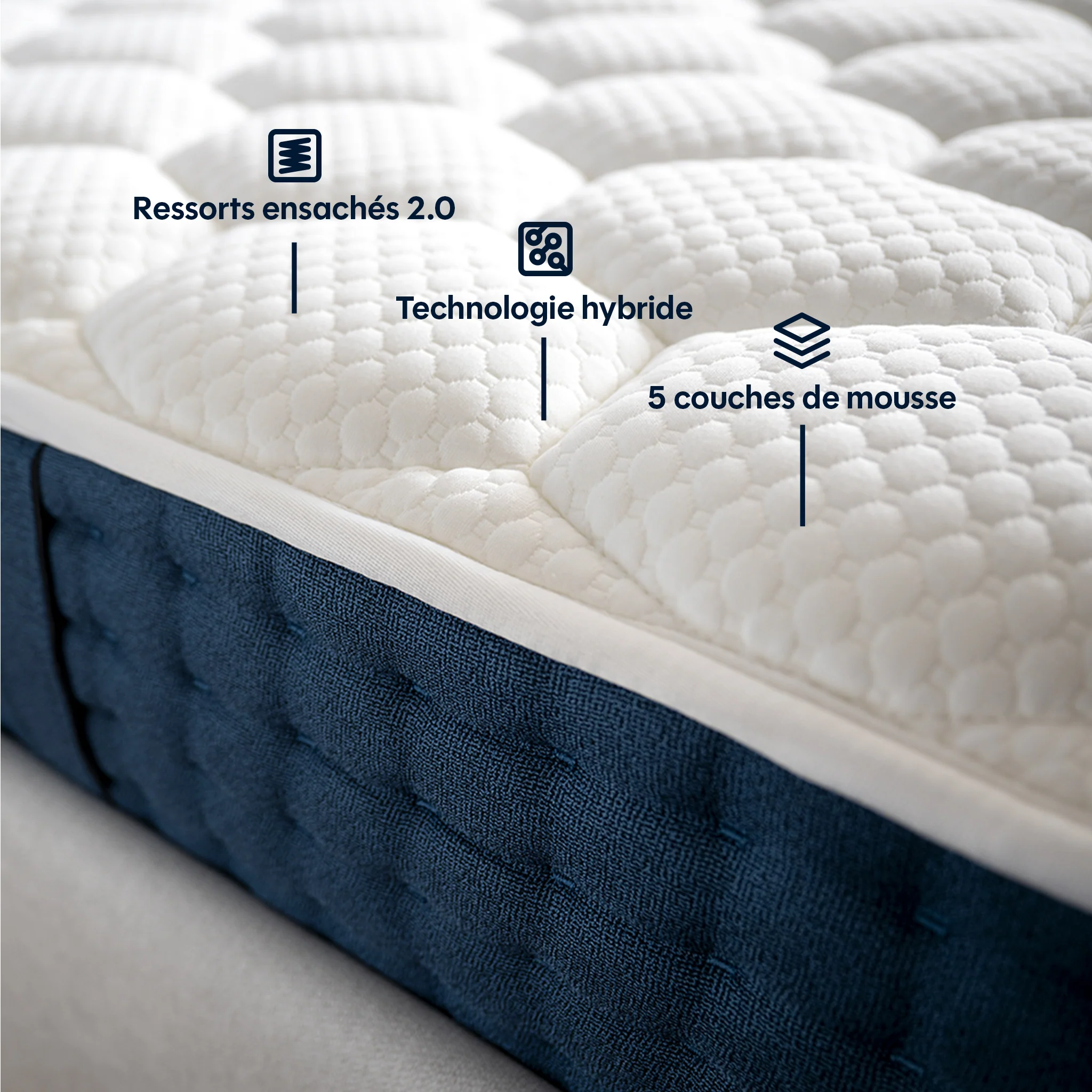 Matelas hybride premium Jade - mémoire de forme - 26cm - Image 5