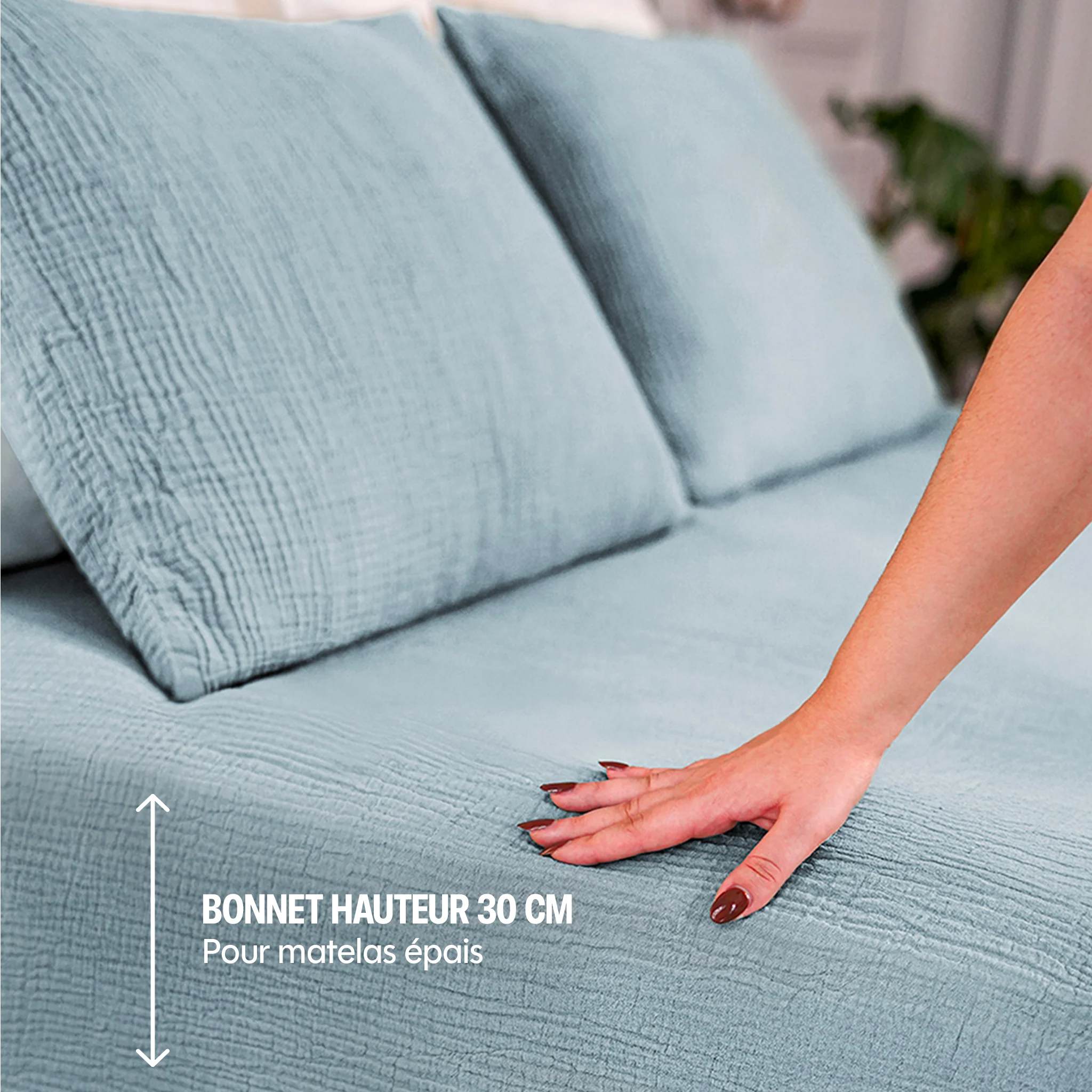 Drap housse gaze de coton - 4 coloris au choix - Image 8