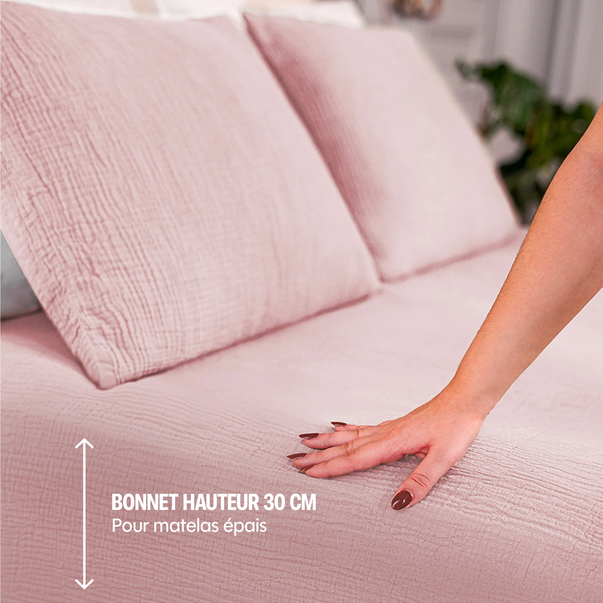 Drap housse gaze de coton - 4 coloris au choix - Image 3