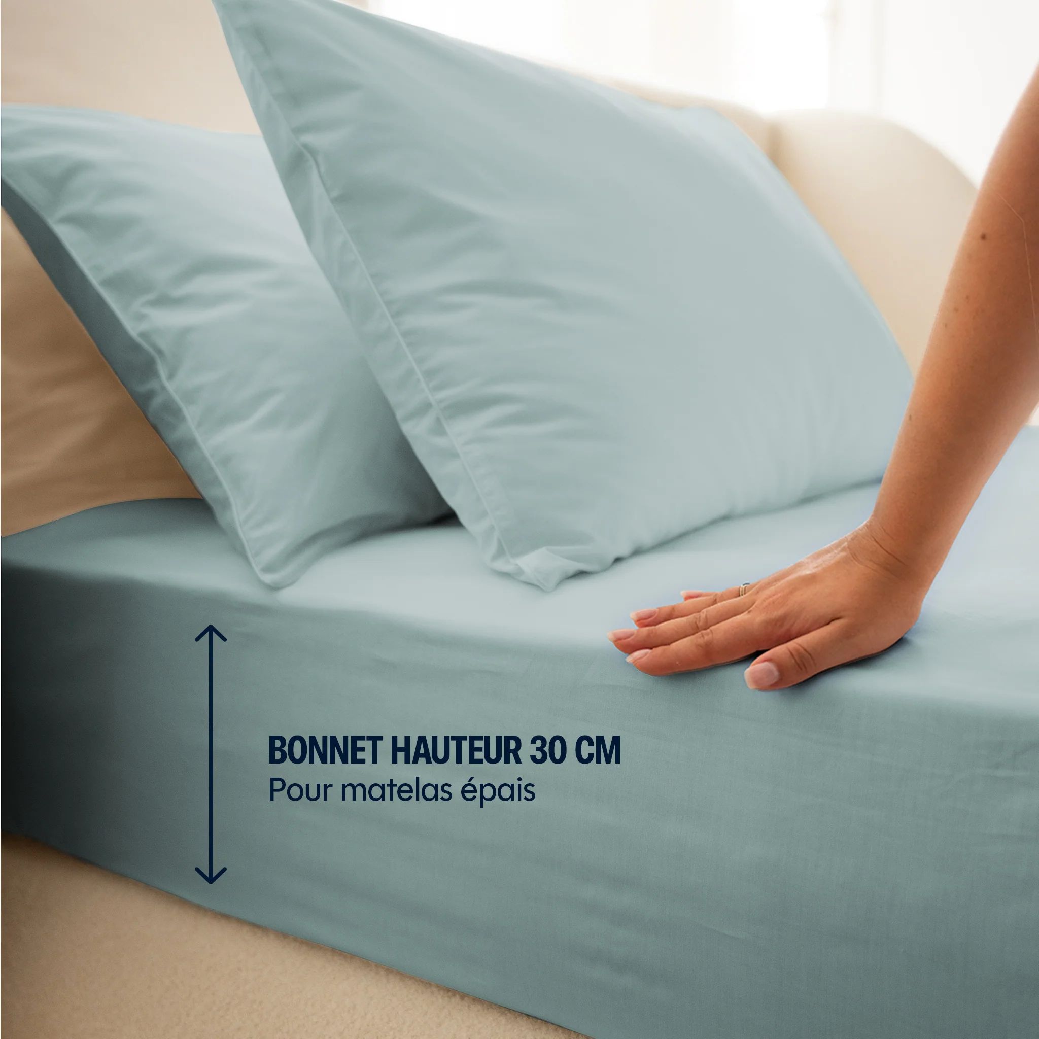 Drap housse percale lavée - 8 coloris au choix - Image 37