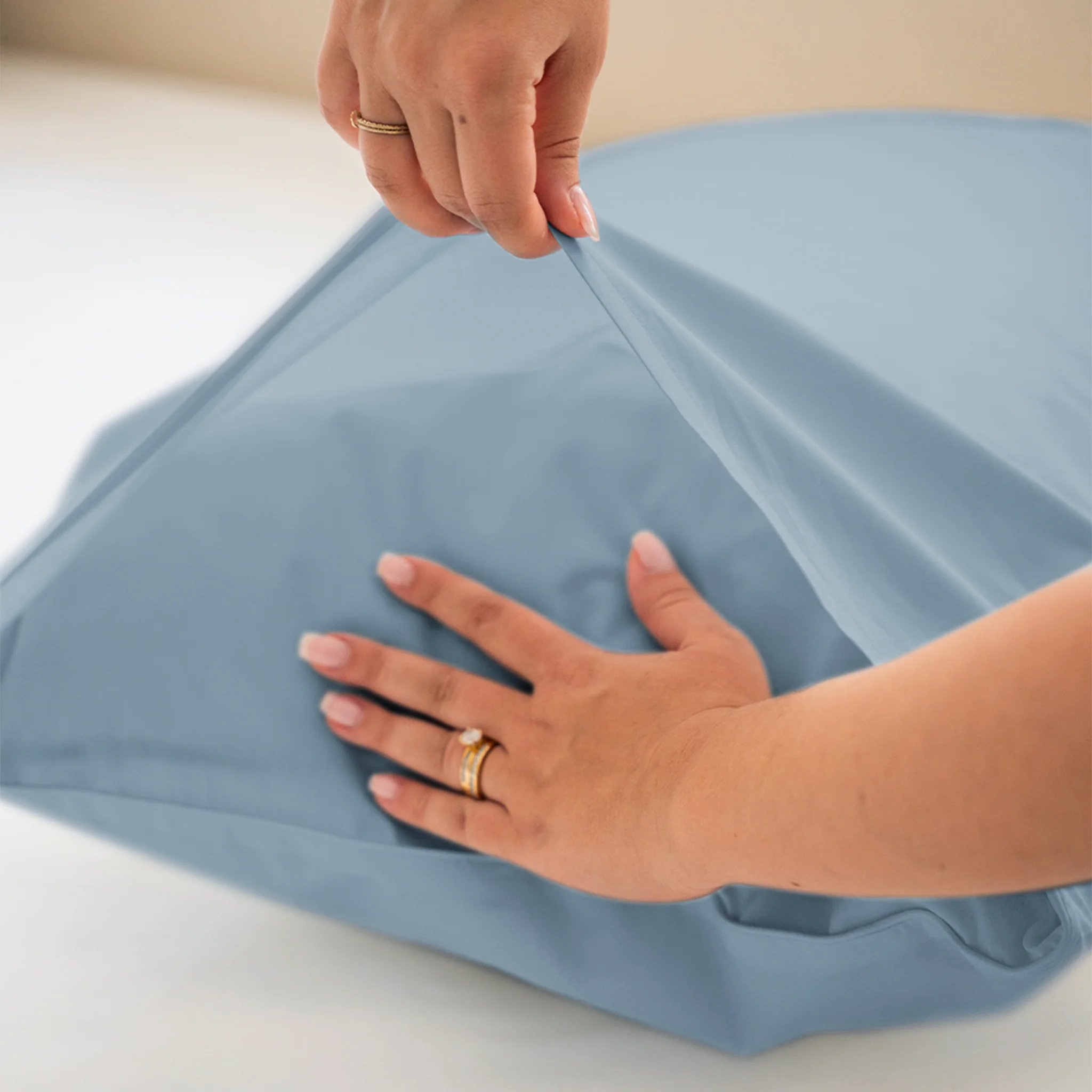 Parure de lit percale de coton - Bleu gris - Image 5